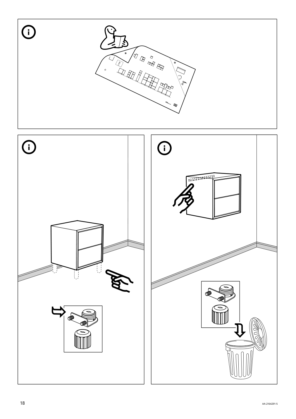 Assembly instructions for IKEA Eket cabinet with 2 drawers dark gray | Page 18 - IKEA EKET wall-mounted storage combination 294.301.51