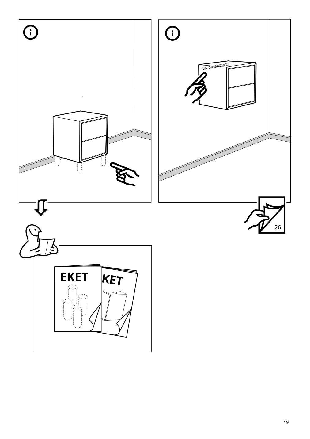 Assembly instructions for IKEA Eket cabinet with 2 drawers dark gray | Page 19 - IKEA EKET wall-mounted cabinet combination 494.903.37