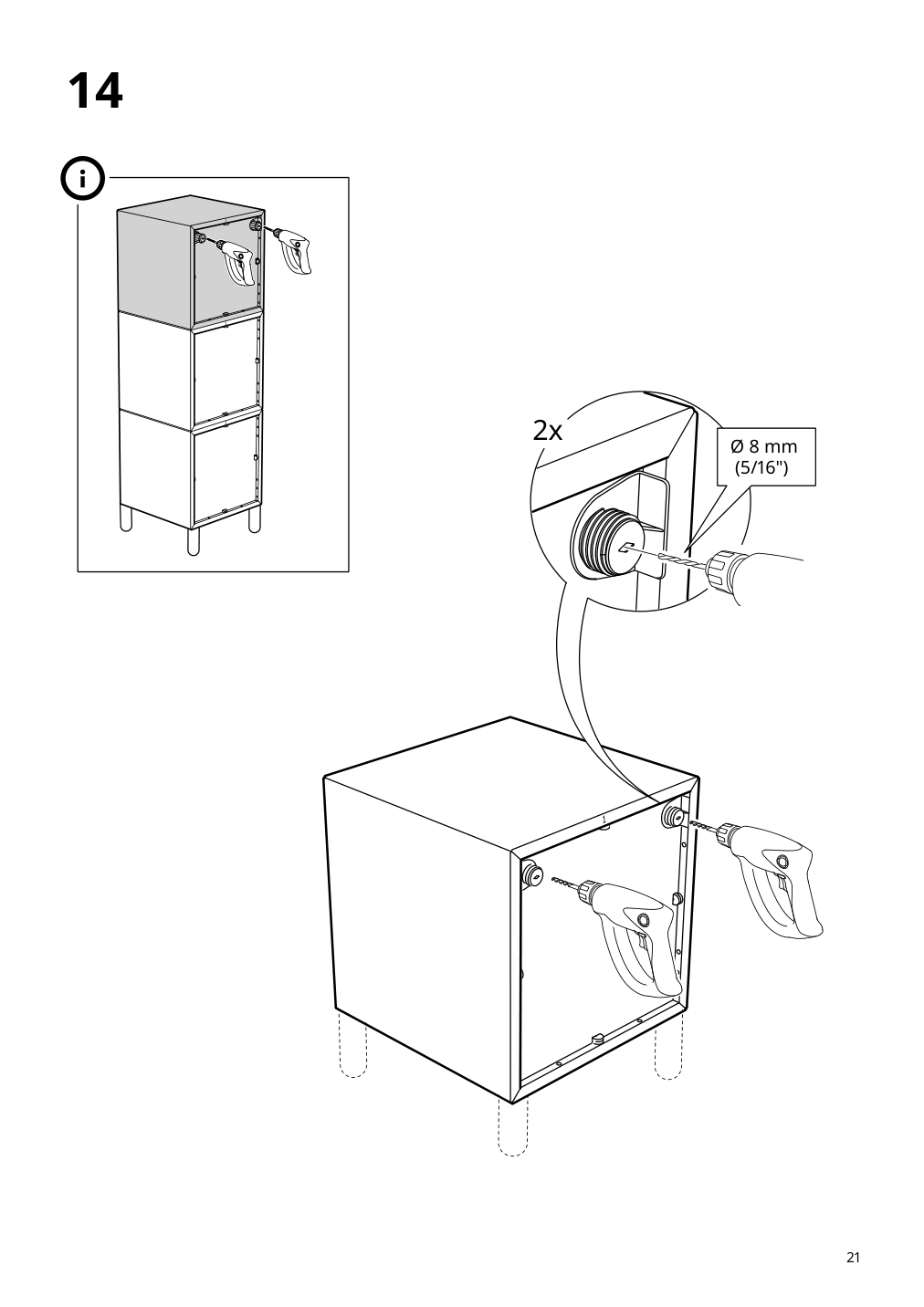 Assembly instructions for IKEA Eket cabinet with 2 drawers white | Page 21 - IKEA EKET wall-mounted storage combination 494.301.50