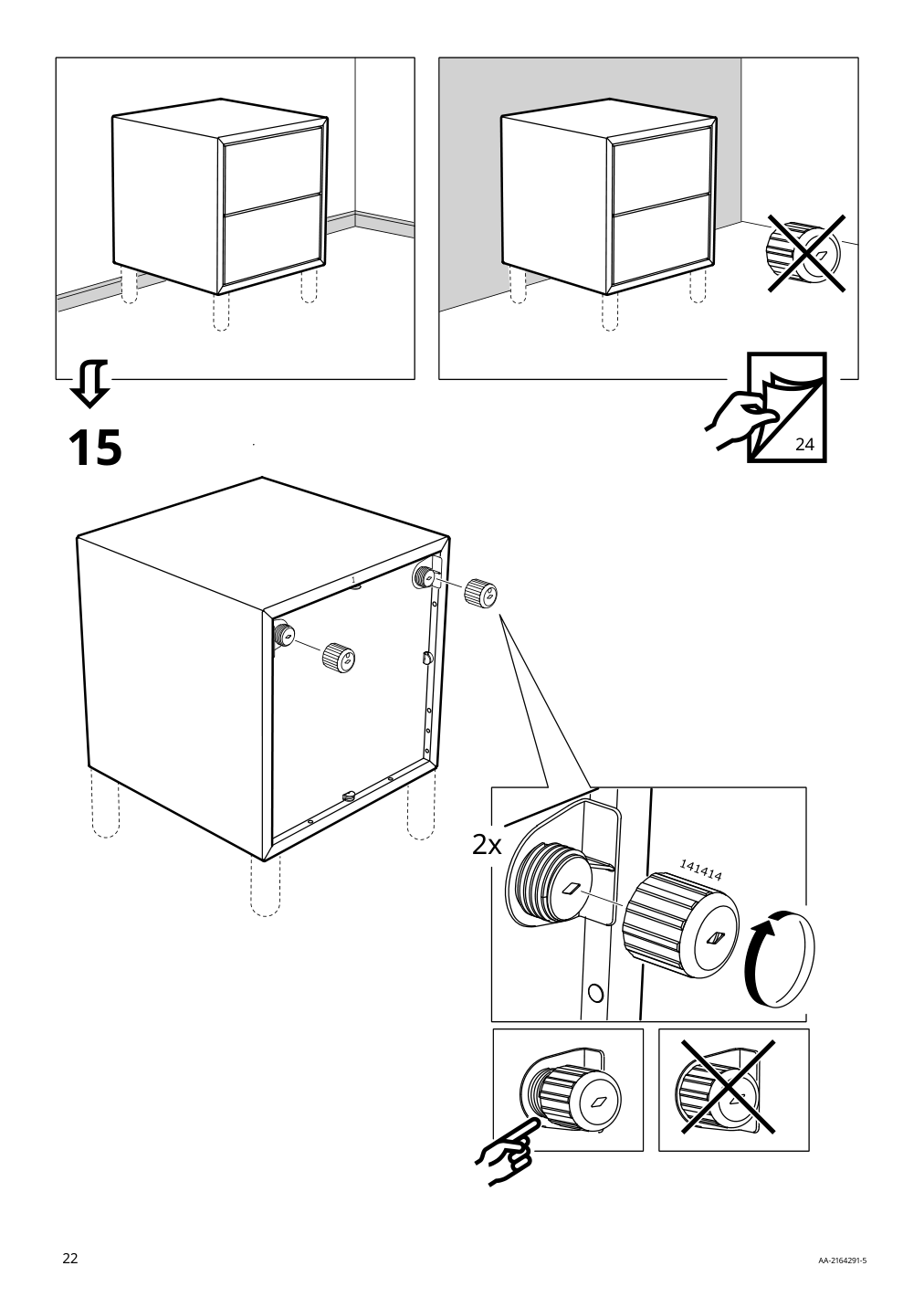 Assembly instructions for IKEA Eket cabinet with 2 drawers dark gray | Page 22 - IKEA EKET wall-mounted cabinet combination 494.903.37