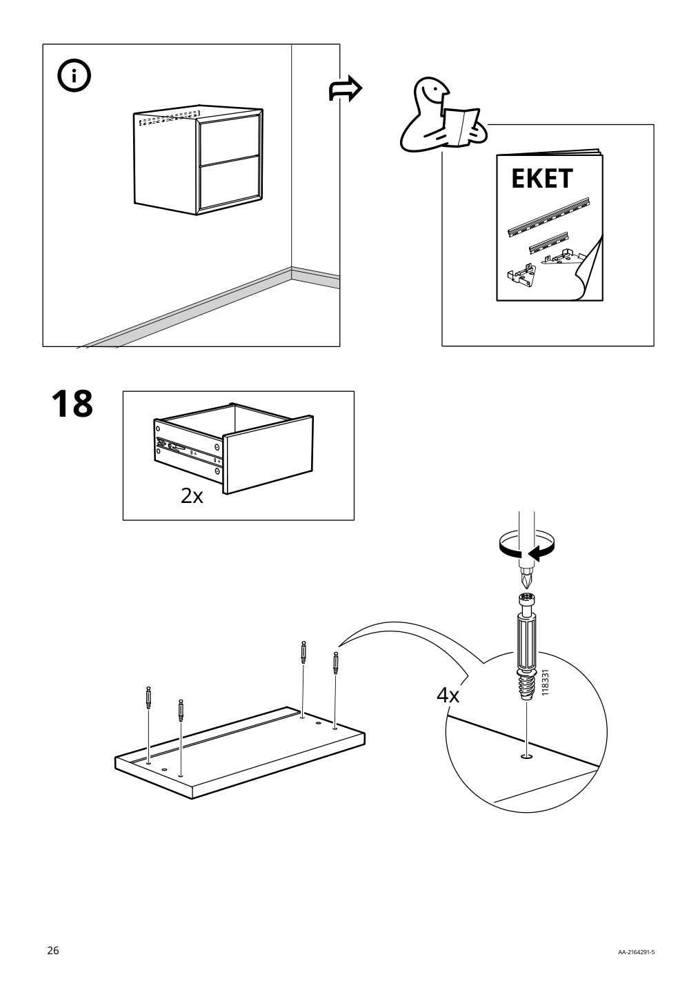 Assembly instructions for IKEA Eket cabinet with 2 drawers dark gray | Page 26 - IKEA EKET wall-mounted cabinet combination 494.903.37