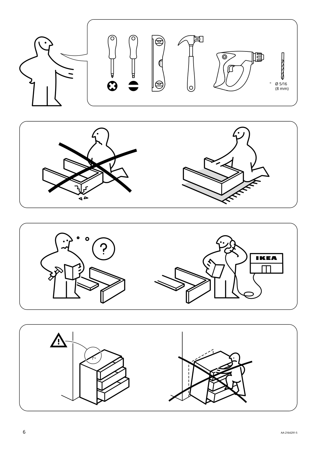 Assembly instructions for IKEA Eket cabinet with 2 drawers dark gray | Page 6 - IKEA EKET wall-mounted cabinet combination 695.216.82