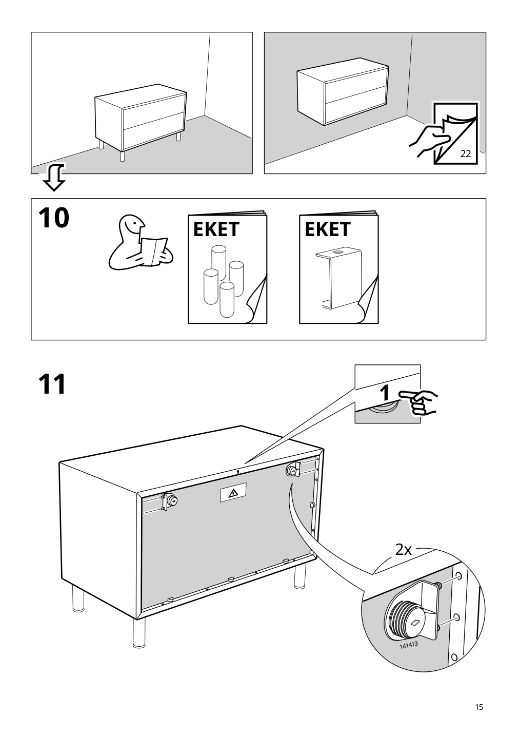 Assembly instructions for IKEA Eket cabinet with 2 drawers dark gray | Page 15 - IKEA EKET cabinet with 2 drawers 803.449.23