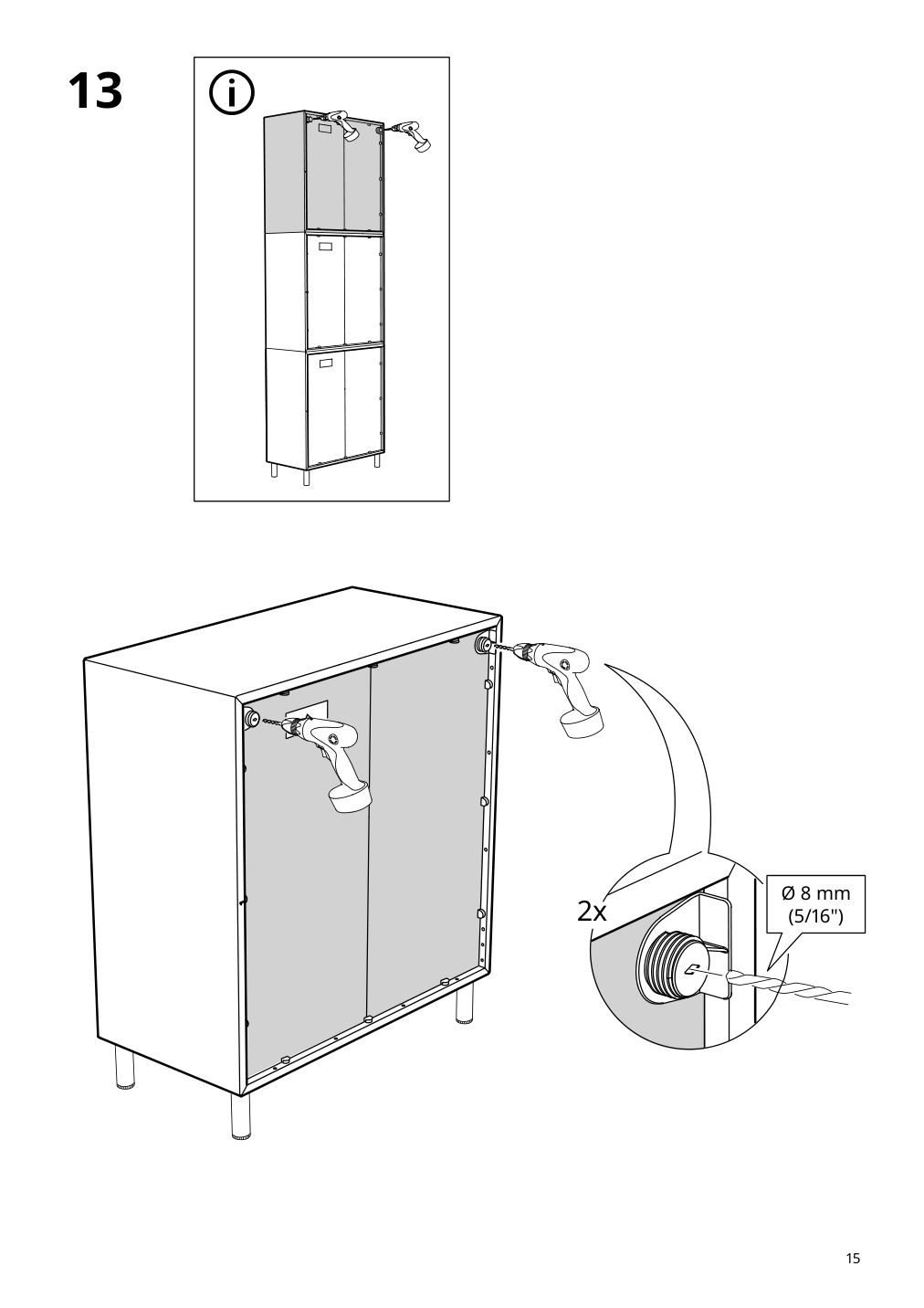 Assembly instructions for IKEA Eket cabinet with 4 compartments white | Page 15 - IKEA EKET storage combination with feet 091.892.00