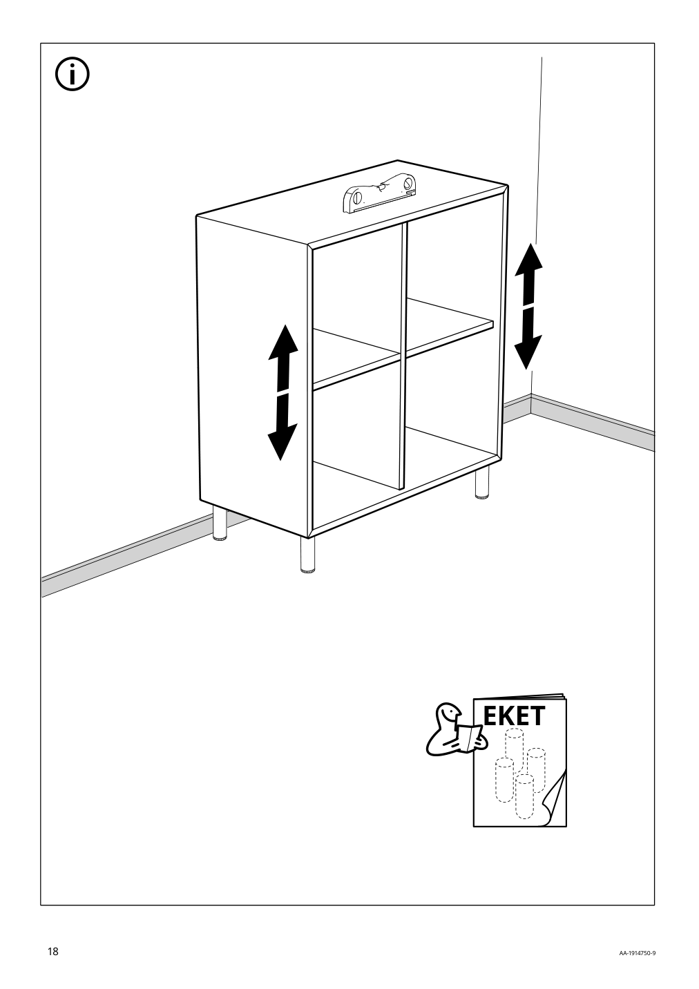 Assembly instructions for IKEA Eket cabinet with 4 compartments dark gray | Page 18 - IKEA EKET wall-mounted shelf unit 192.858.33