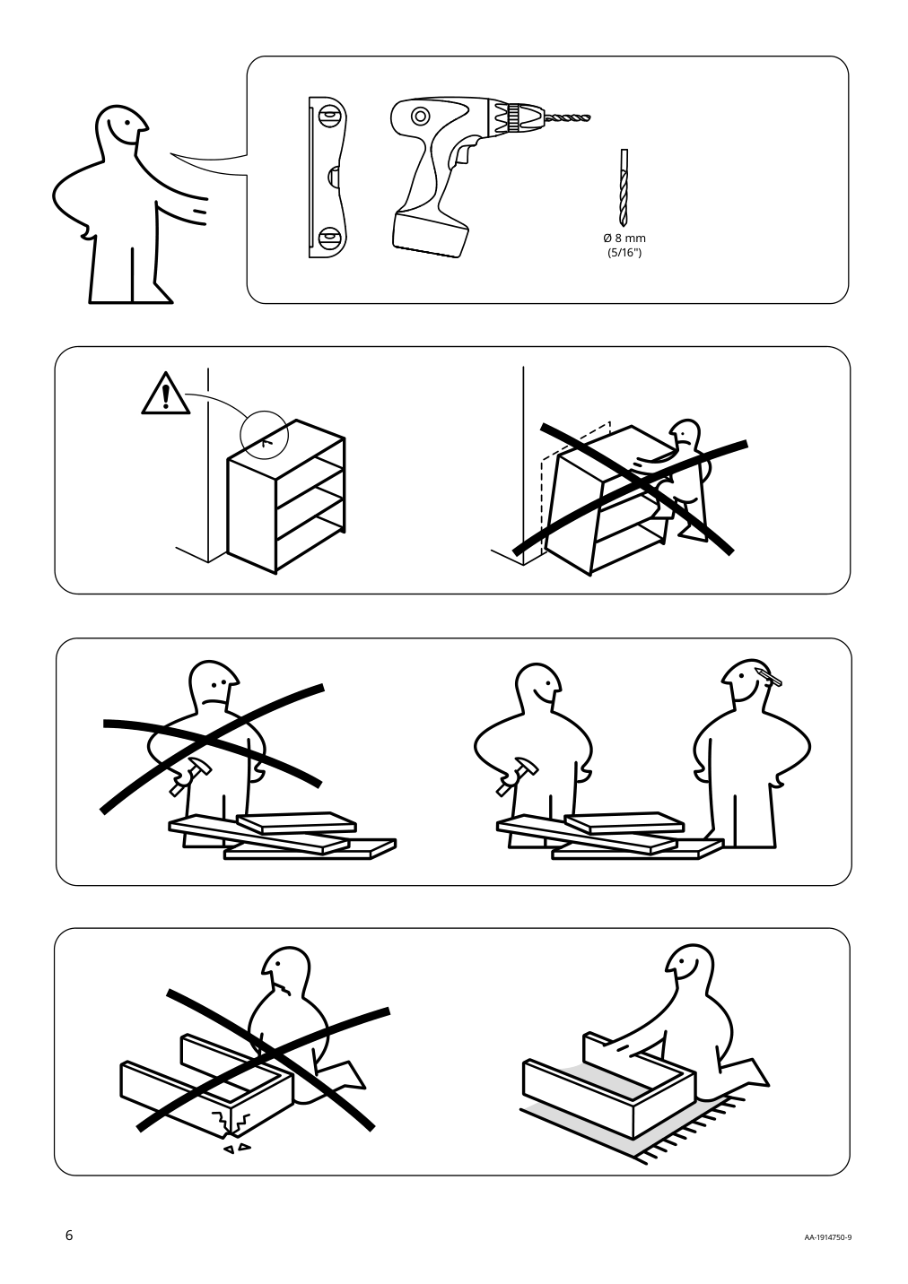 Assembly instructions for IKEA Eket cabinet with 4 compartments dark gray | Page 6 - IKEA EKET wall-mounted shelf unit 192.858.33