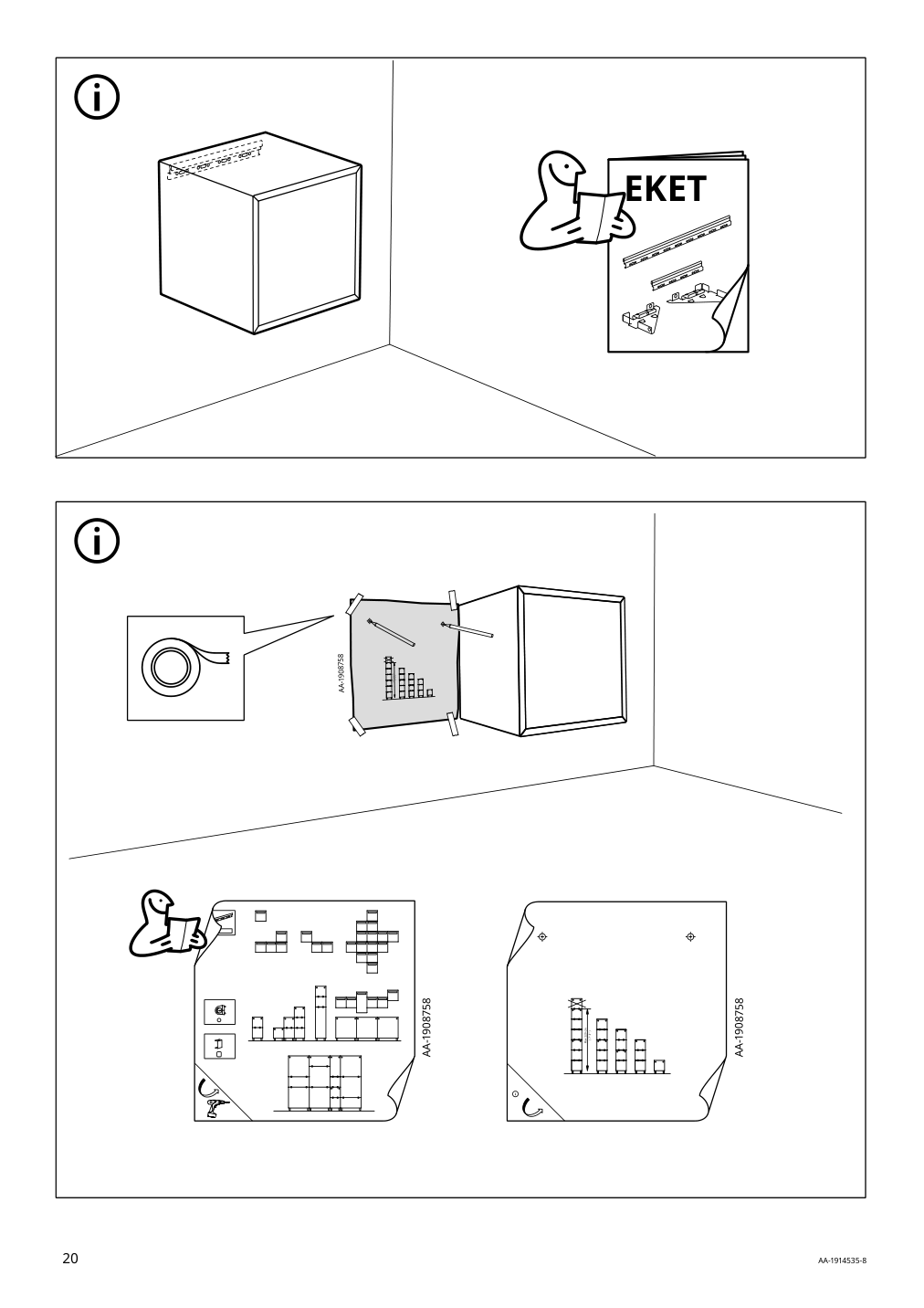 Assembly instructions for IKEA Eket cabinet with door white | Page 20 - IKEA BESTÅ / EKET TV storage combination 395.729.13