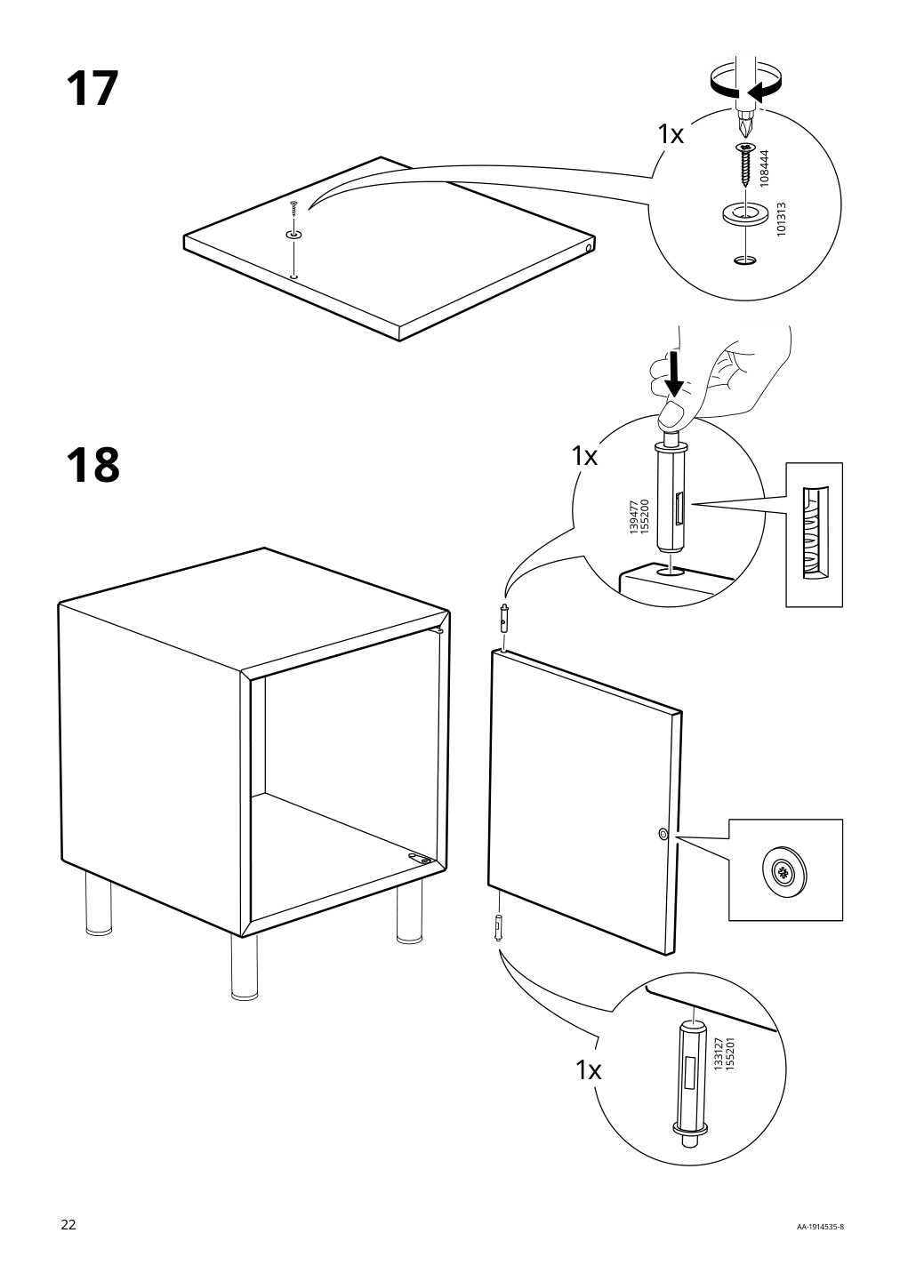 Assembly instructions for IKEA Eket cabinet with door white | Page 22 - IKEA BESTÅ / EKET TV storage combination 794.397.38