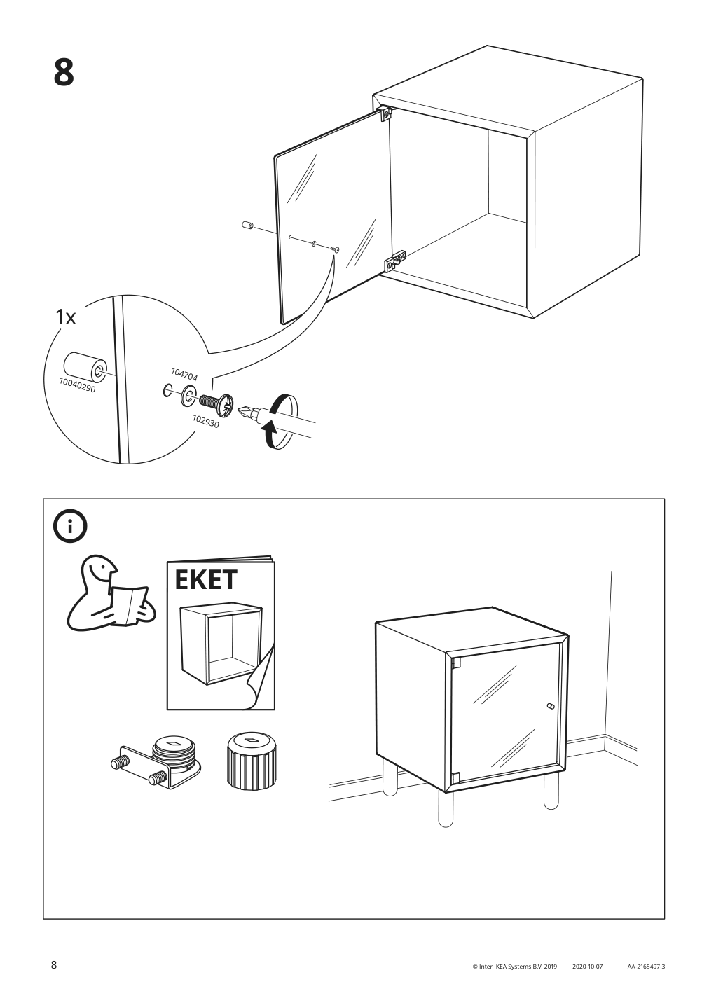 Assembly instructions for IKEA Eket glass door clear glass | Page 8 - IKEA BESTÅ / EKET TV bench 094.767.67