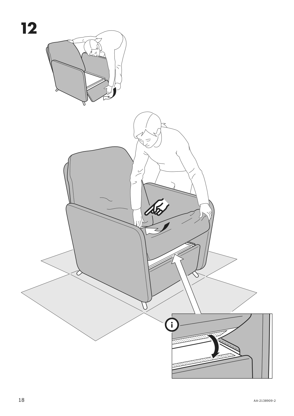 Assembly instructions for IKEA Ekolsund frame recliner | Page 18 - IKEA EKOLSUND recliner 592.971.84