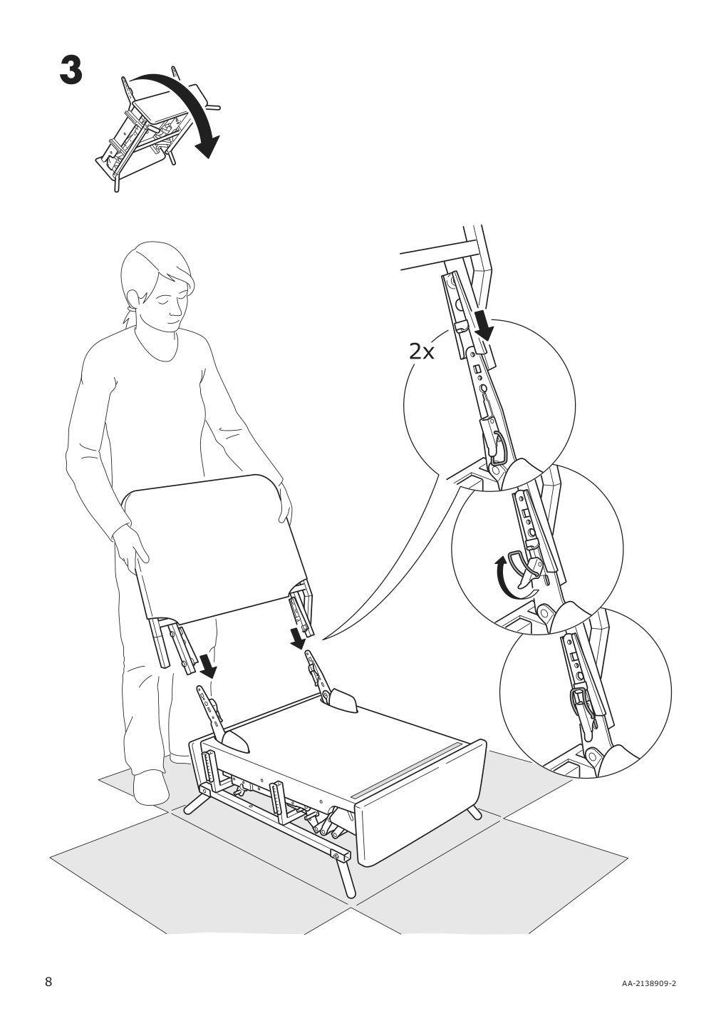 Assembly instructions for IKEA Ekolsund frame recliner | Page 8 - IKEA EKOLSUND recliner 592.971.84