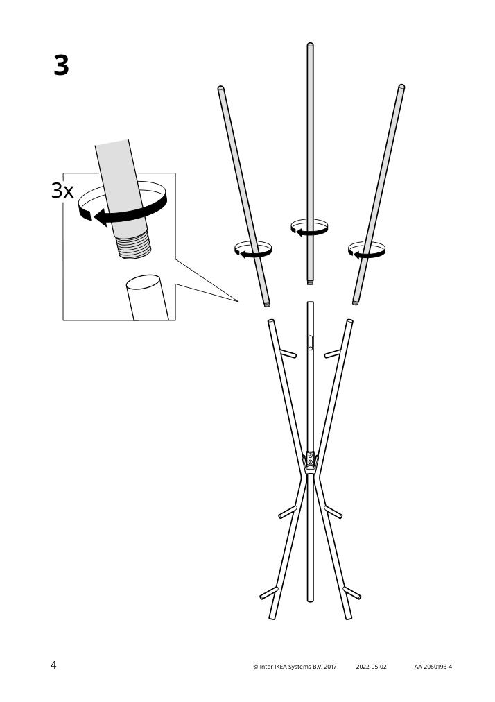 Assembly instructions for IKEA Ekrar hat and coat stand white | Page 4 - IKEA EKRAR hat and coat stand 104.155.94