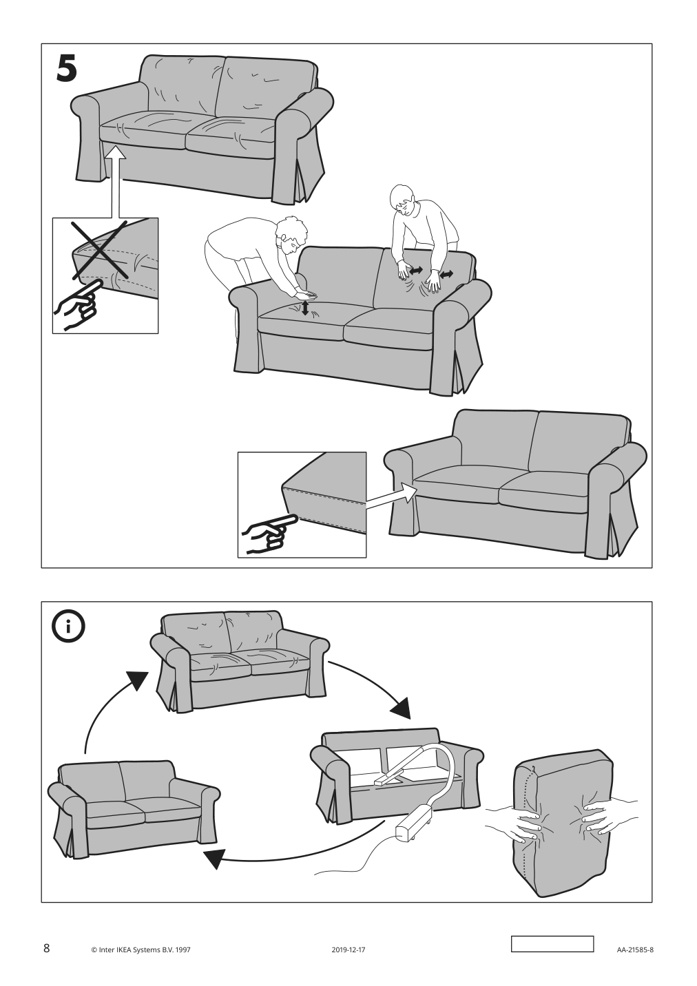 Assembly instructions for IKEA Ektorp 3 5 seat sofa cover nordvalla dark gray | Page 8 - IKEA EKTORP 3.5-seat sofa cover 604.063.42