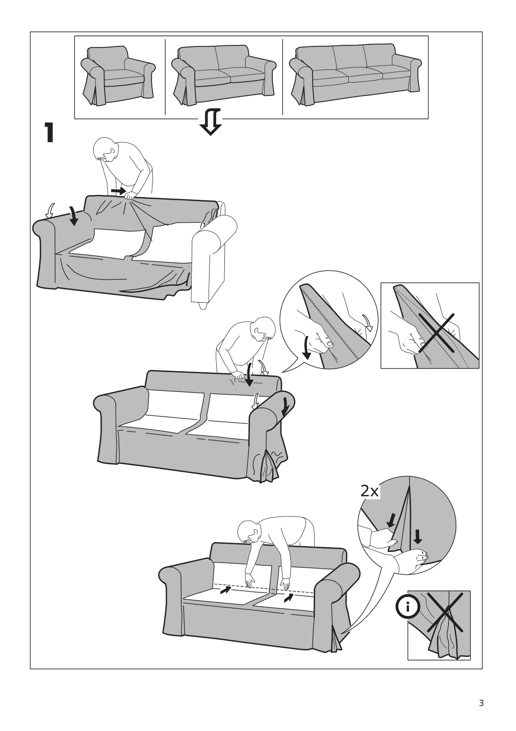 Assembly instructions for IKEA Ektorp chair cover nordvalla gray | Page 3 - IKEA EKTORP chair cover 502.975.03