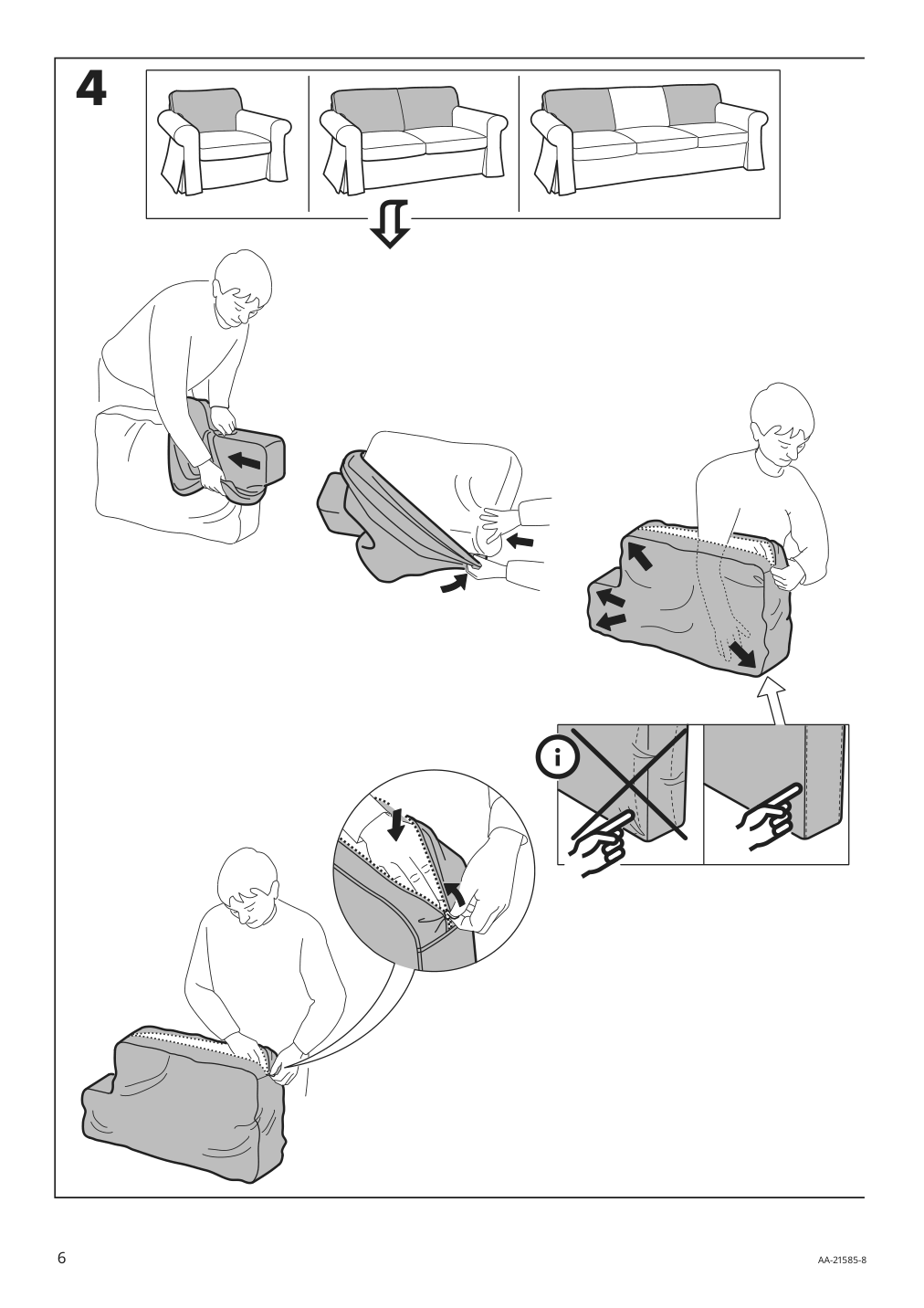 Assembly instructions for IKEA Ektorp chair cover nordvalla gray | Page 6 - IKEA EKTORP chair cover 502.975.03