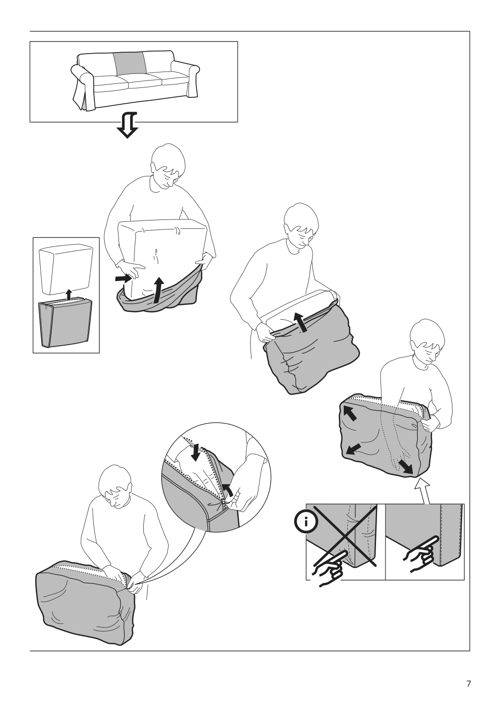 Assembly instructions for IKEA Ektorp chair cover nordvalla gray | Page 7 - IKEA EKTORP chair cover 502.975.03