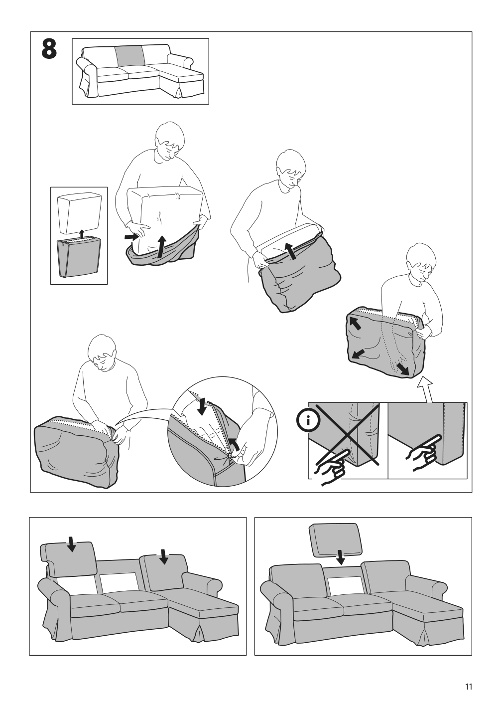 Assembly instructions for IKEA Ektorp cover for 3 seat sectional mobacka beige red | Page 11 - IKEA EKTORP cover for 3-seat sectional 002.811.75