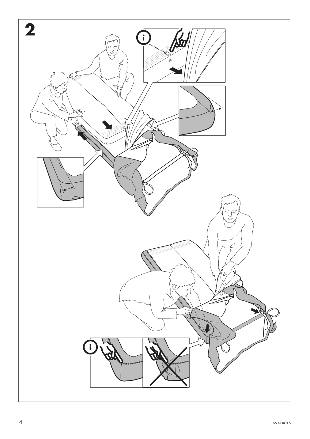 Assembly instructions for IKEA Ektorp cover for 3 seat sectional mobacka beige red | Page 4 - IKEA EKTORP cover for 3-seat sectional 002.811.75