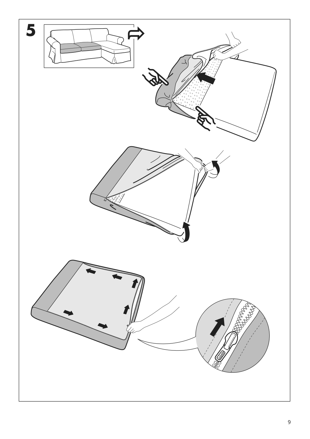 Assembly instructions for IKEA Ektorp cover for 3 seat sectional mobacka beige red | Page 9 - IKEA EKTORP cover for 3-seat sectional 002.811.75