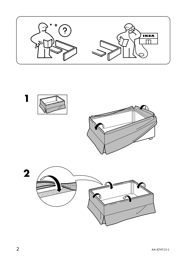 Assembly instructions for IKEA Ektorp cover for ottoman lingbo multicolor | Page 2 - IKEA EKTORP cover for ottoman 904.033.23