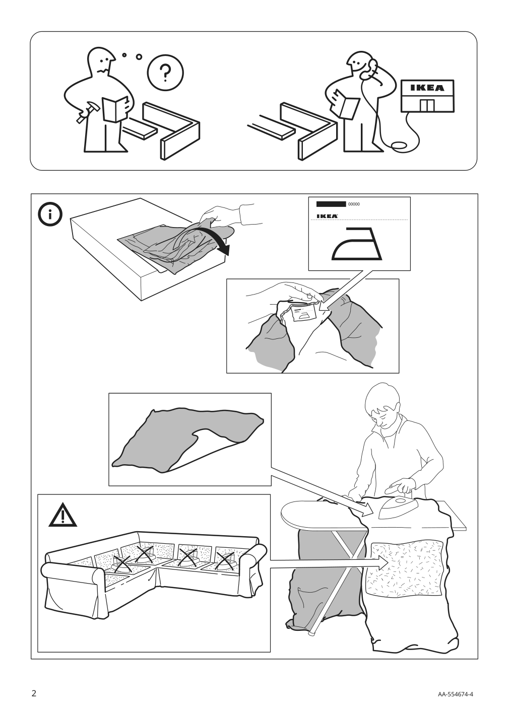 Assembly instructions for IKEA Ektorp cover for sectional 4 seat lingbo multicolor | Page 2 - IKEA EKTORP cover for sectional, 4-seat 704.029.04