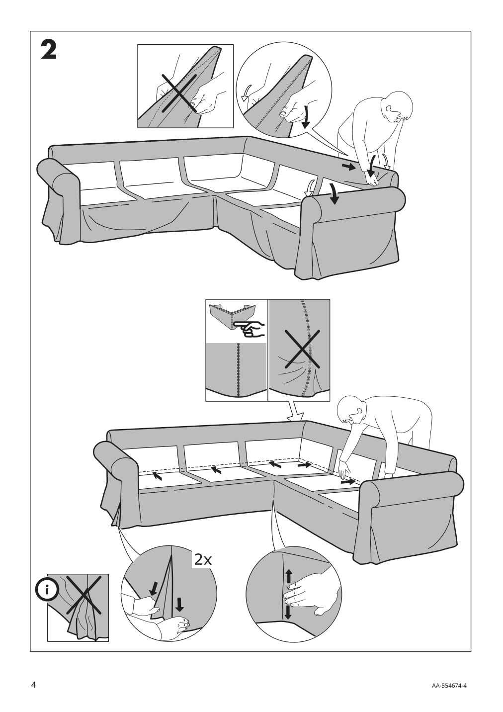 Assembly instructions for IKEA Ektorp cover for sectional 4 seat lingbo multicolor | Page 4 - IKEA EKTORP cover for sectional, 4-seat 704.029.04