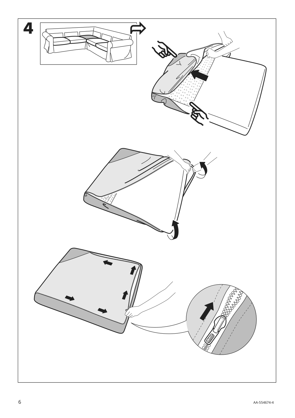 Assembly instructions for IKEA Ektorp cover for sectional 4 seat lingbo multicolor | Page 6 - IKEA EKTORP cover for sectional, 4-seat 704.029.04