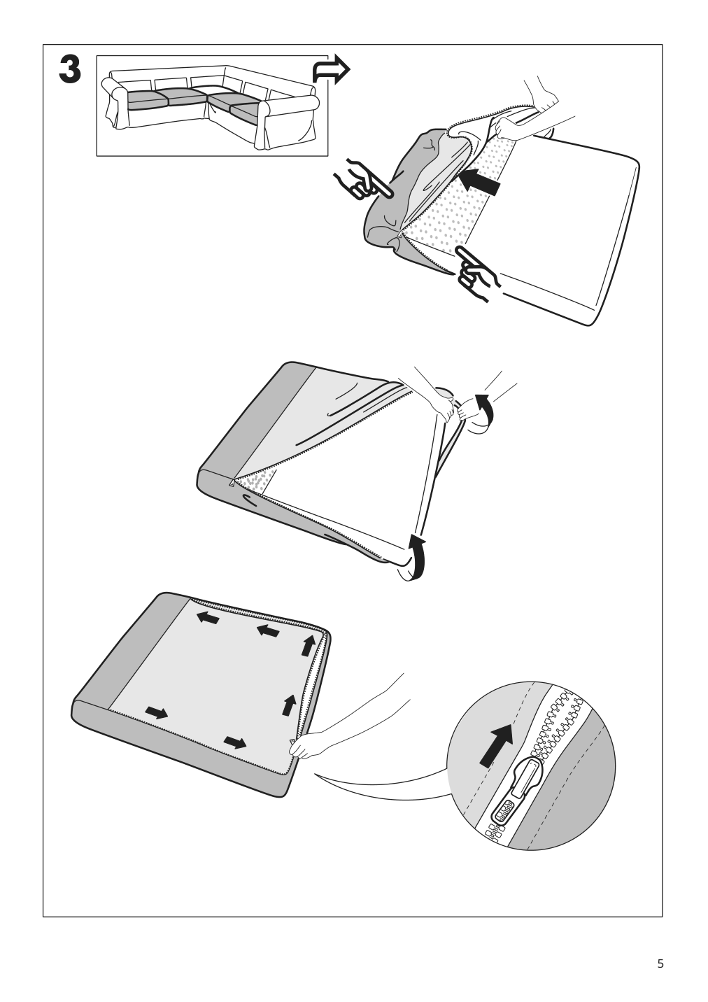 Assembly instructions for IKEA Ektorp cover for sectional 4 seat videslund multicolor | Page 5 - IKEA EKTORP cover for sectional, 4-seat 803.046.77