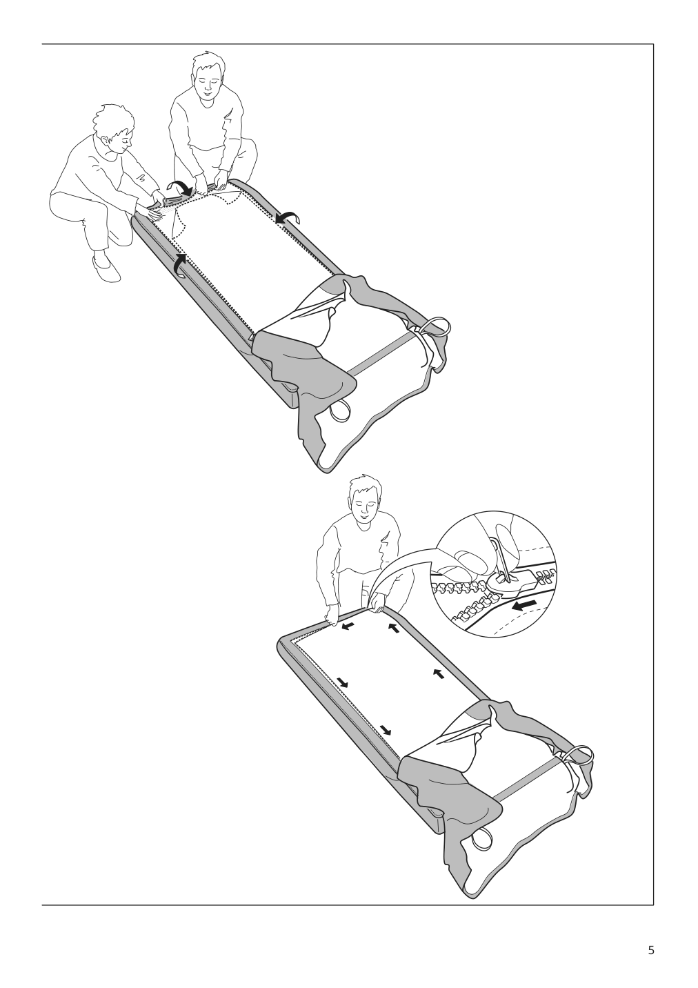 Assembly instructions for IKEA Ektorp cover for sofa with chaise lingbo multicolor | Page 5 - IKEA EKTORP cover for sofa 104.033.41