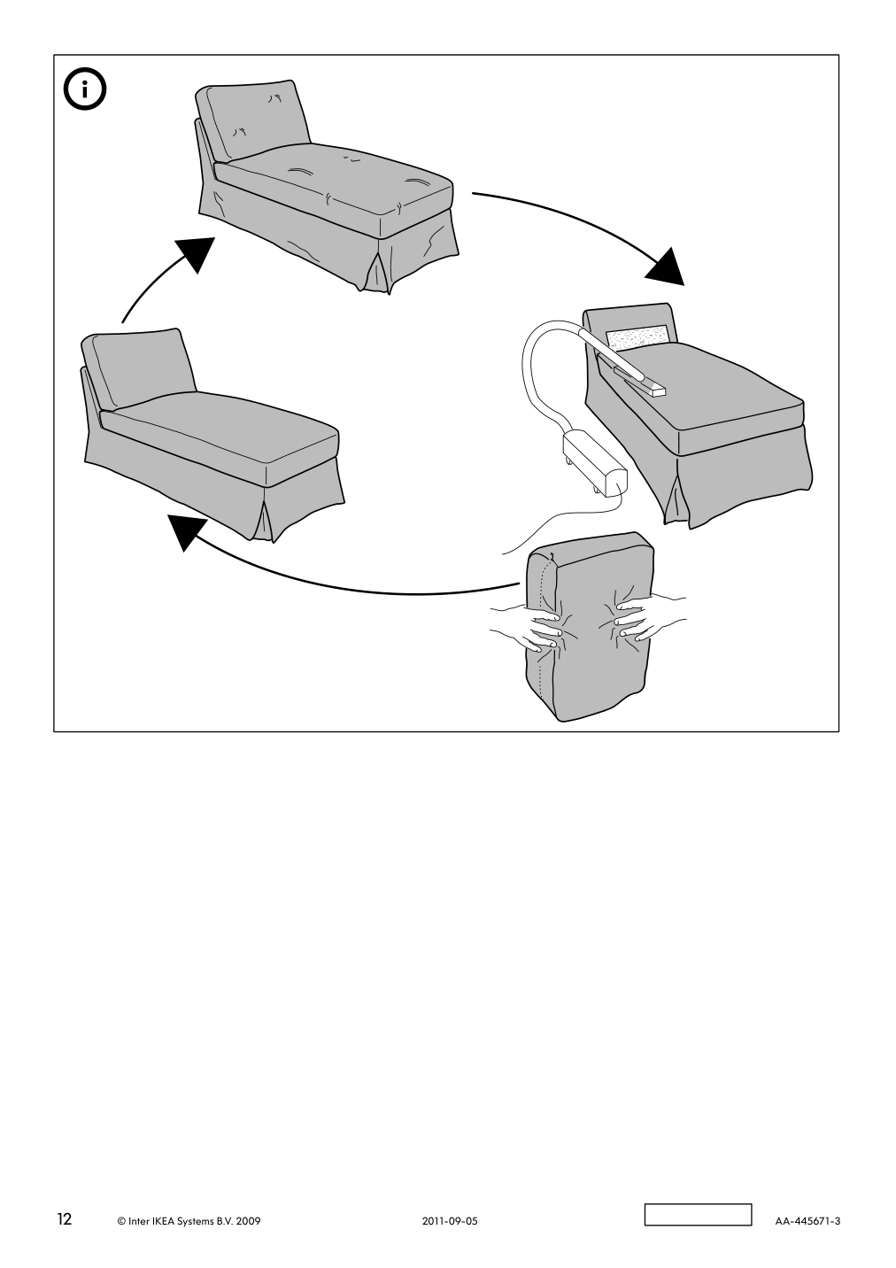 Assembly instructions for IKEA Ektorp cover free standing chaise lounge | Page 12 - IKEA EKTORP cover free-standing chaise lounge 602.268.12