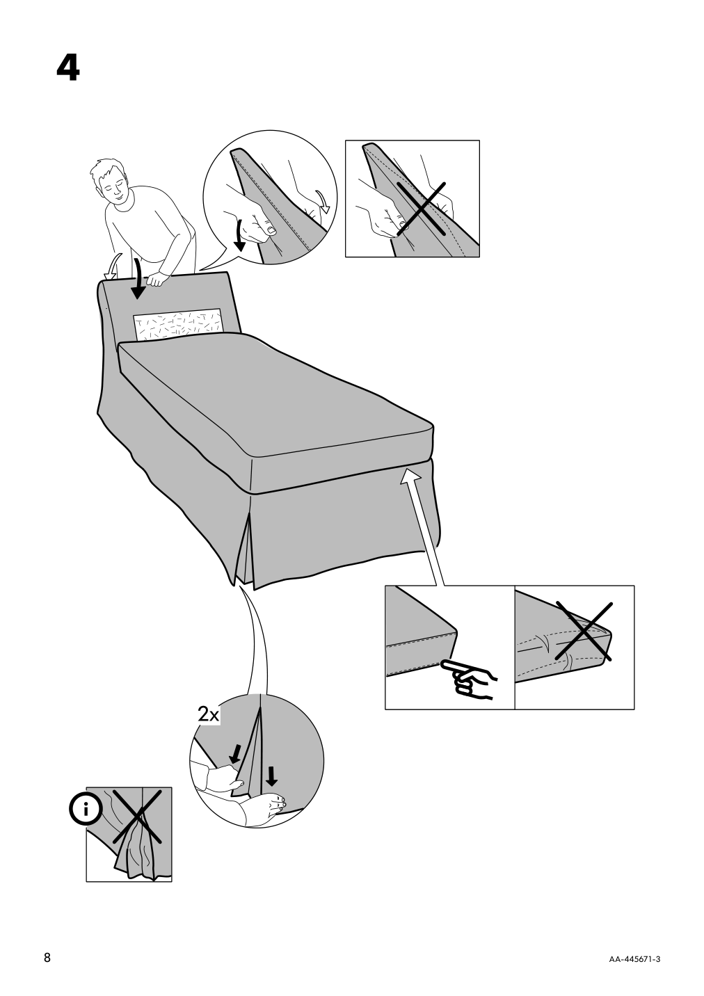 Assembly instructions for IKEA Ektorp cover free standing chaise lounge | Page 8 - IKEA EKTORP cover free-standing chaise lounge 602.268.12