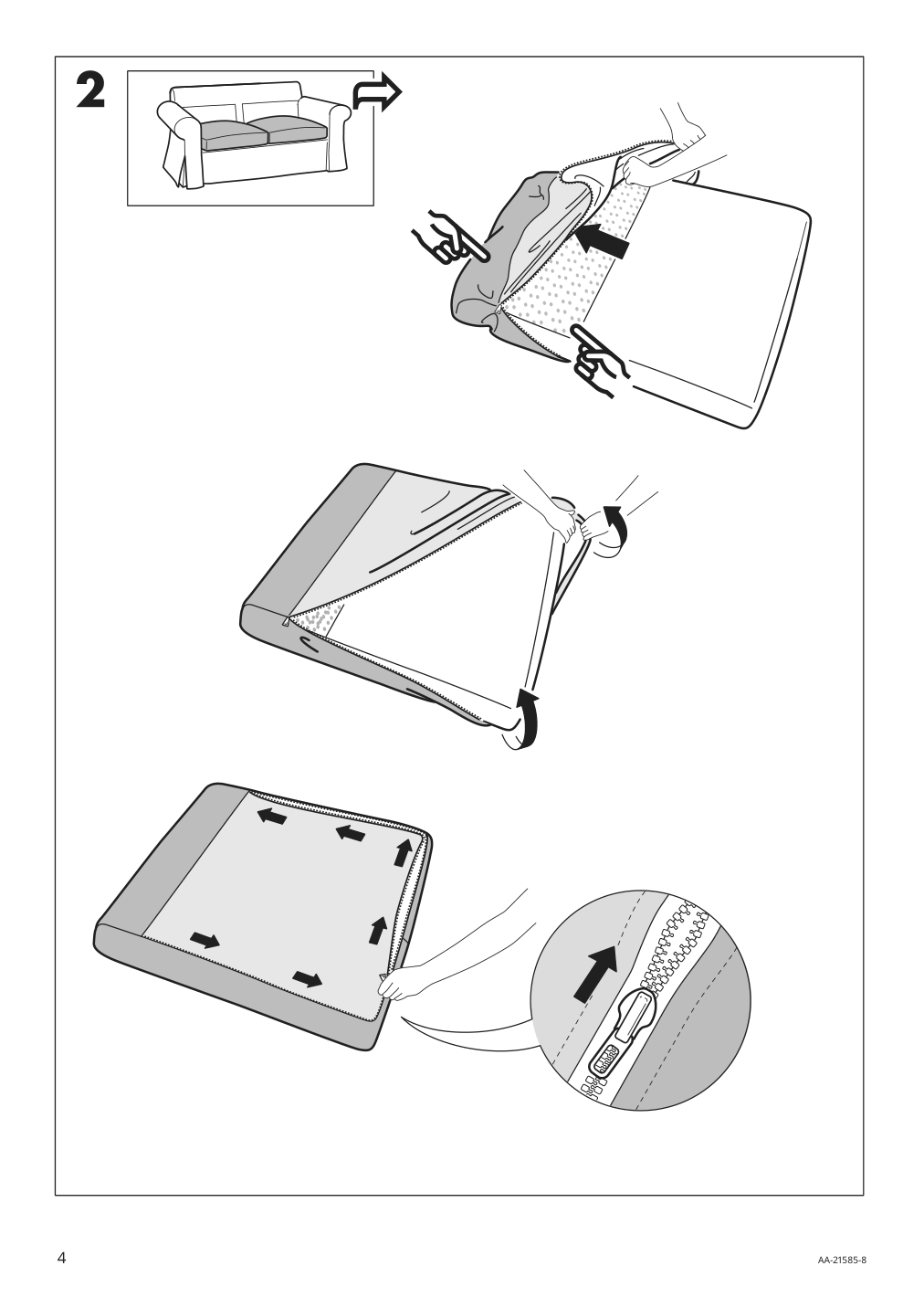 Assembly instructions for IKEA Ektorp loveseat cover lingbo multicolor | Page 4 - IKEA EKTORP loveseat cover 504.033.58