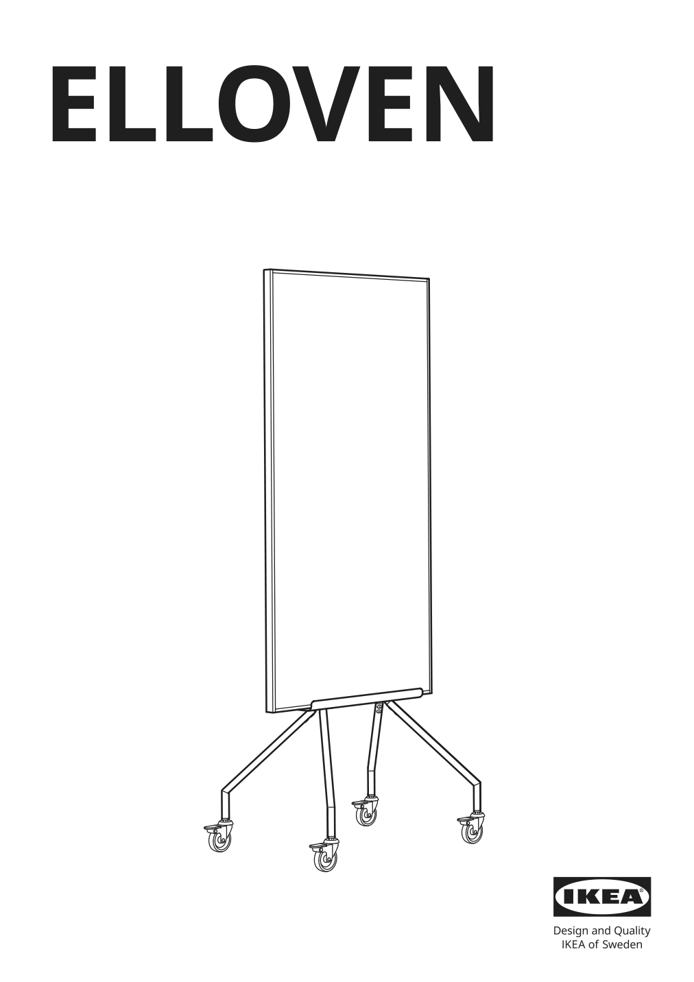 Assembly instructions for IKEA Elloven whiteboard noticeboard with casters white | Page 1 - IKEA ELLOVEN whiteboard/noticeboard with casters 704.747.69