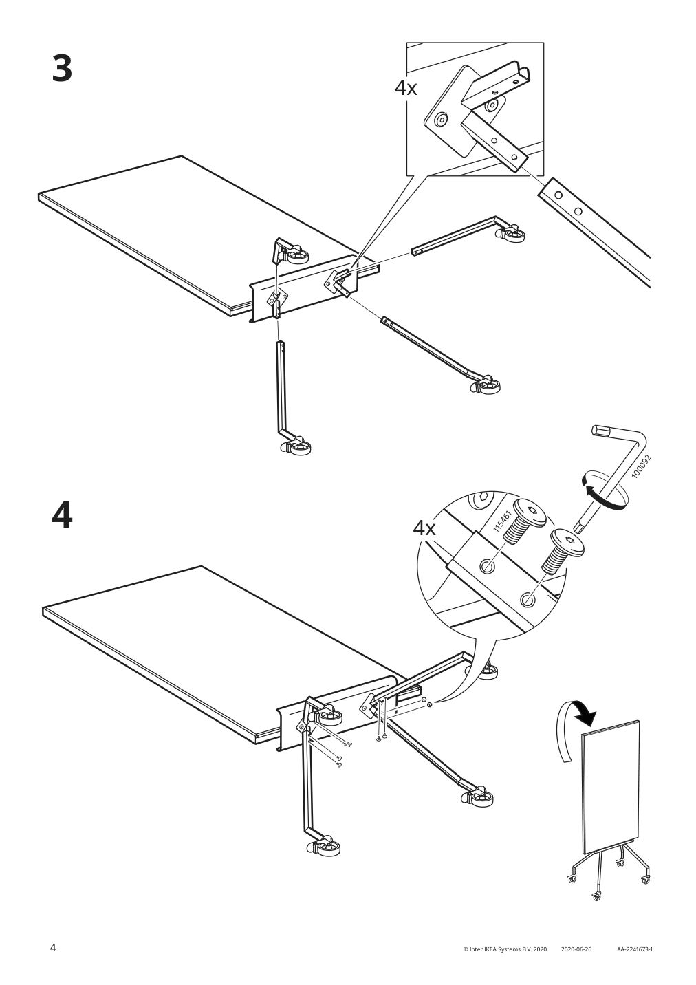 Assembly instructions for IKEA Elloven whiteboard noticeboard with casters white | Page 4 - IKEA ELLOVEN whiteboard/noticeboard with casters 704.747.69