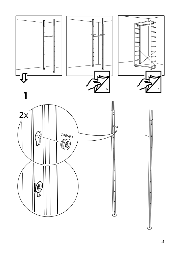 Assembly instructions for IKEA Elvarli clothes rail white | Page 3 - IKEA ELVARLI wardrobe combination 991.579.02