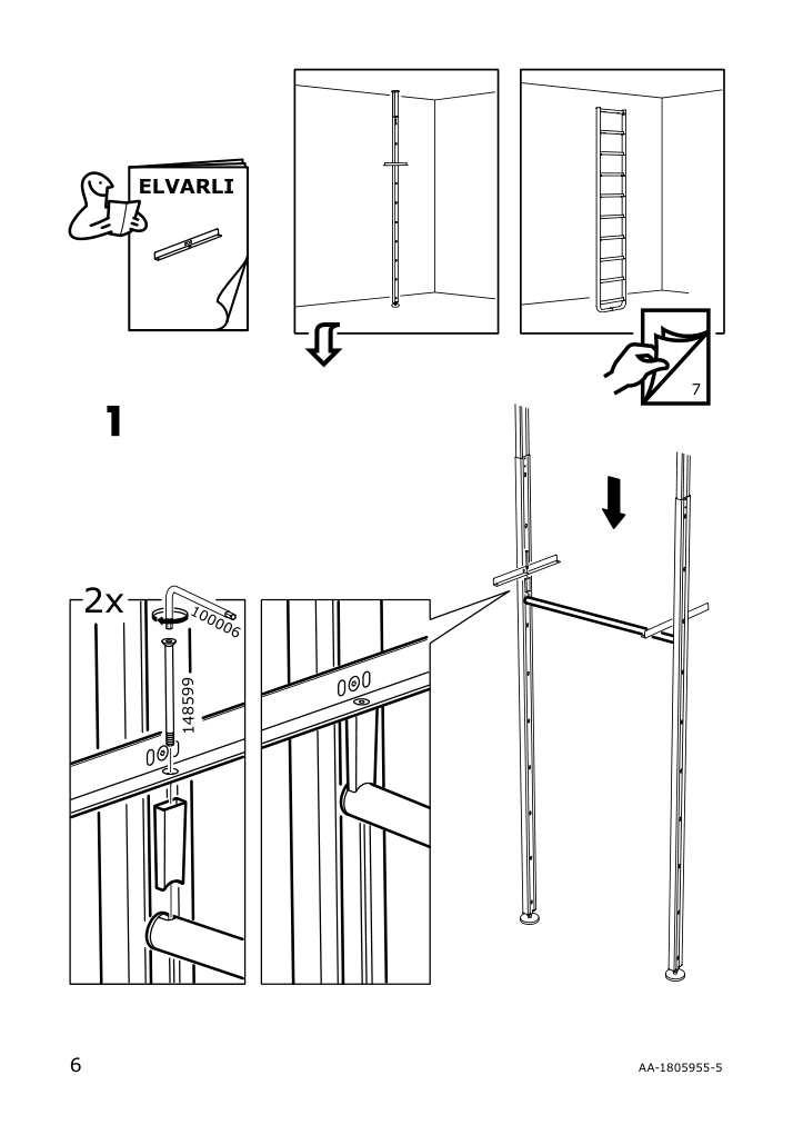 Assembly instructions for IKEA Elvarli clothes rail white | Page 6 - IKEA ELVARLI wardrobe combination 495.628.24