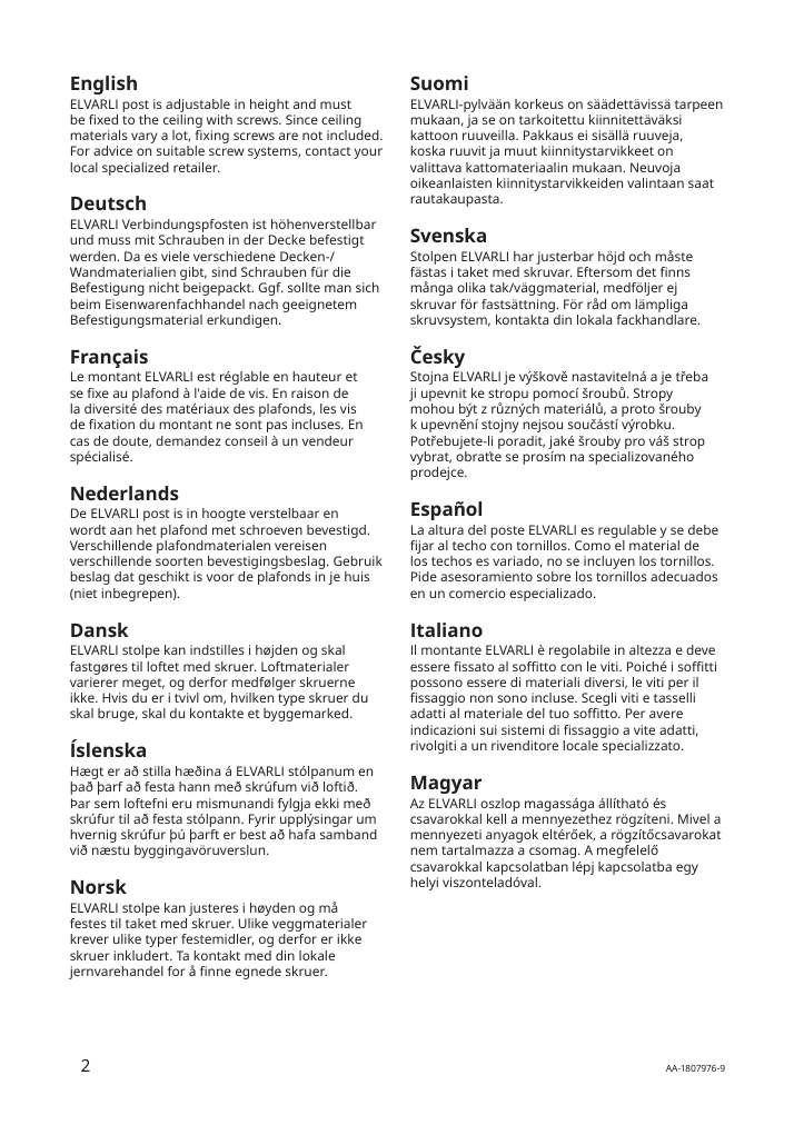 Assembly instructions for IKEA Elvarli post white | Page 2 - IKEA ELVARLI wardrobe combination 091.581.52