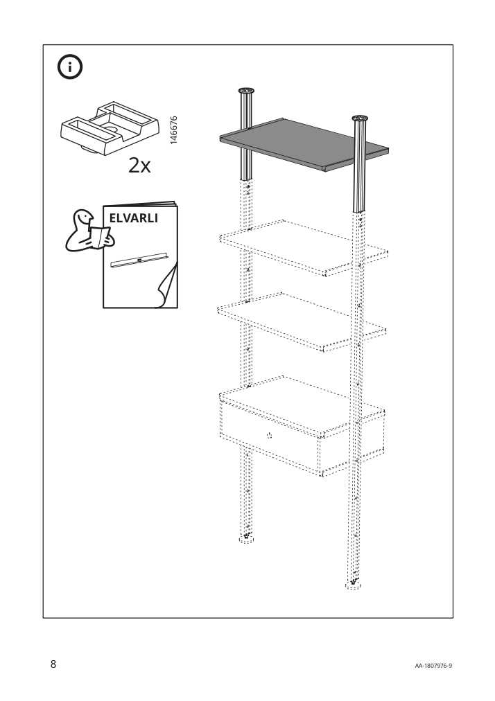 Assembly instructions for IKEA Elvarli post white | Page 8 - IKEA ELVARLI open storage combination 293.875.67