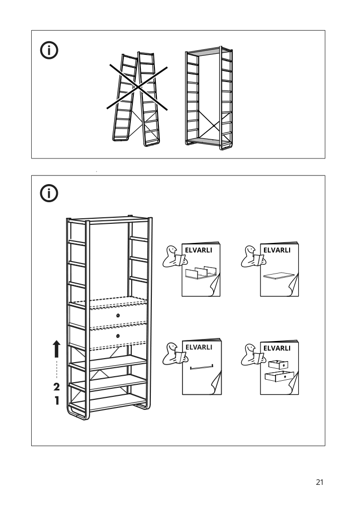 Assembly instructions for IKEA Elvarli side unit white | Page 21 - IKEA ELVARLI wardrobe combination 495.628.24