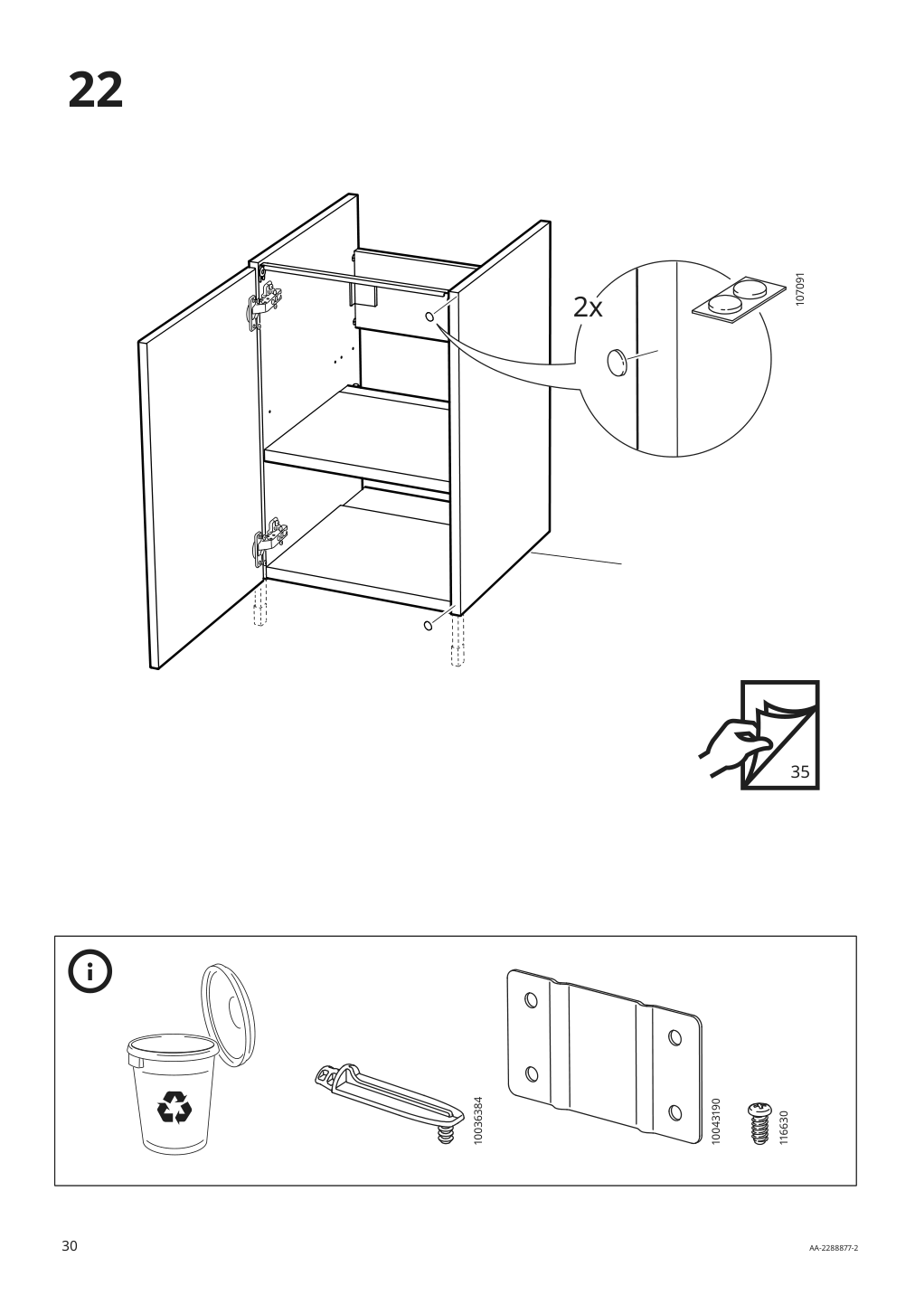 Assembly instructions for IKEA Enhet base cb f sink w shelf gray | Page 30 - IKEA ENHET / TVÄLLEN sink cabinet with 1 door 494.378.73