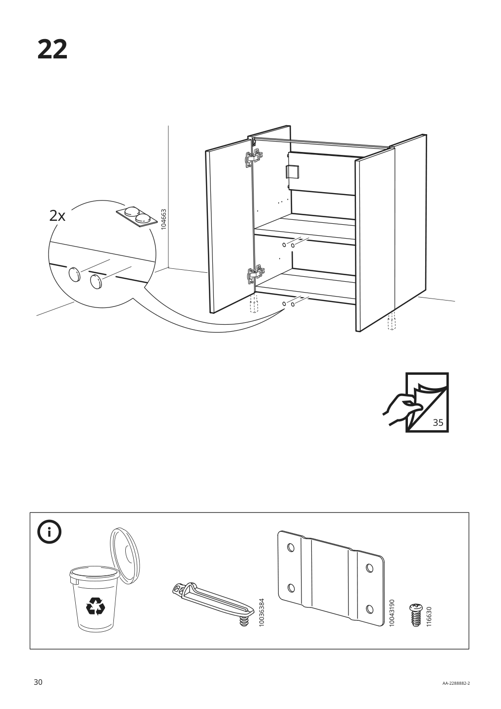 Assembly instructions for IKEA Enhet base cb f sink w shelf gray | Page 30 - IKEA ENHET / TVÄLLEN sink cabinet with 2 doors 594.378.82