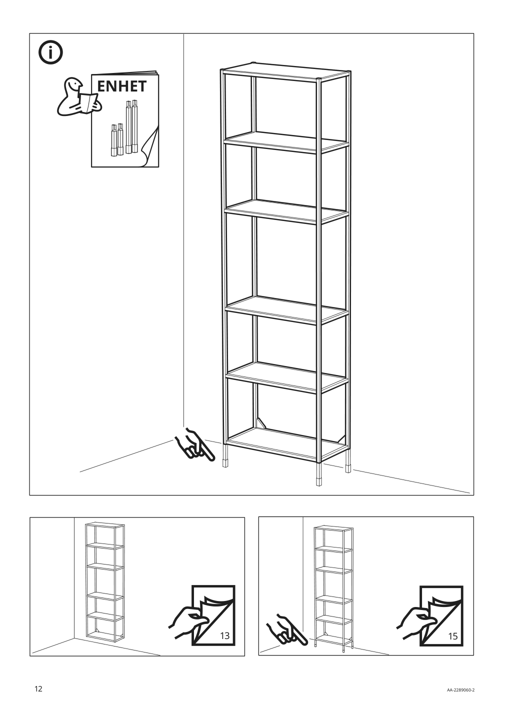 Assembly instructions for IKEA Enhet high fr w shelves white | Page 12 - IKEA ENHET bathroom 394.802.49