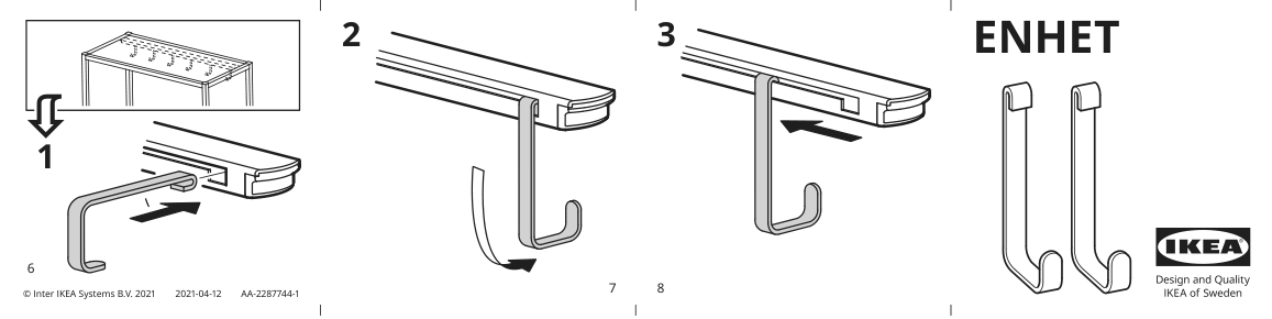 Assembly instructions for IKEA Enhet hook anthracite | Page 1 - IKEA ENHET bathroom 994.408.73