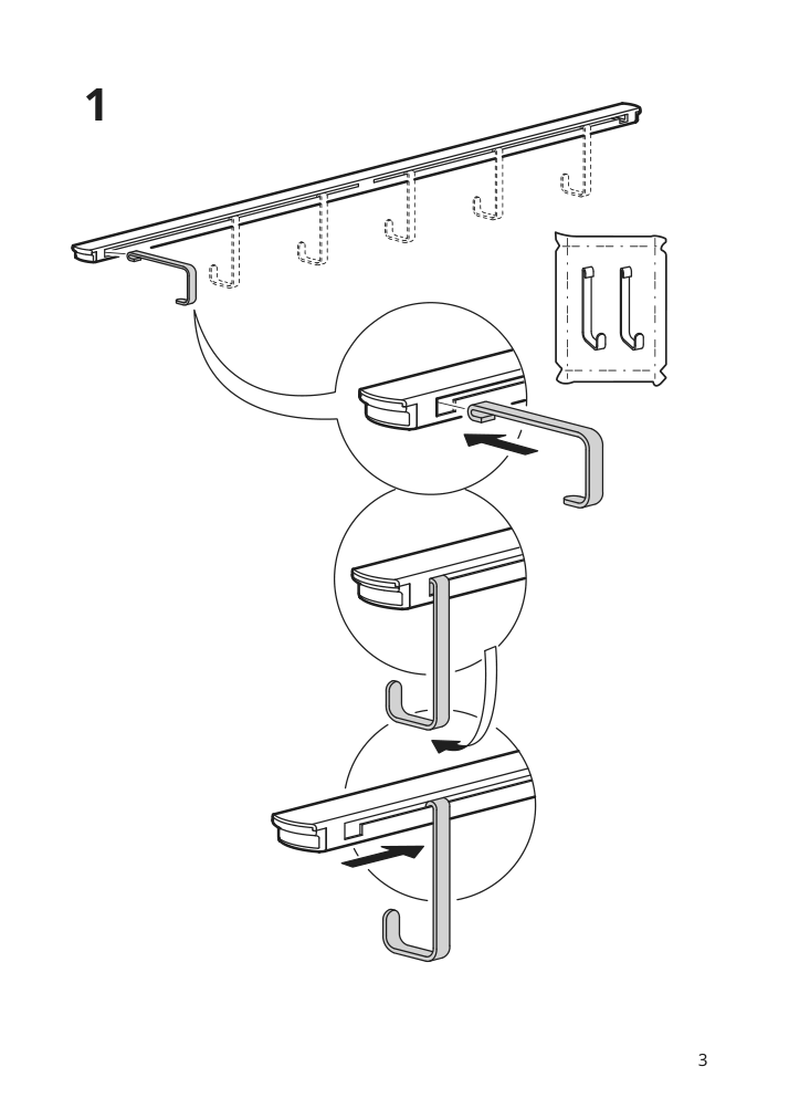 Assembly instructions for IKEA Enhet rail for hooks anthracite | Page 3 - IKEA ENHET laundry 494.771.47