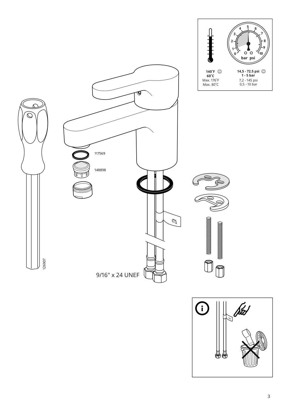 Assembly instructions for IKEA Ensen bath faucet with strainer chrome plated | Page 3 - IKEA RÅGRUND / BJÖRKÅN sink shelf/corner shelf 394.835.54