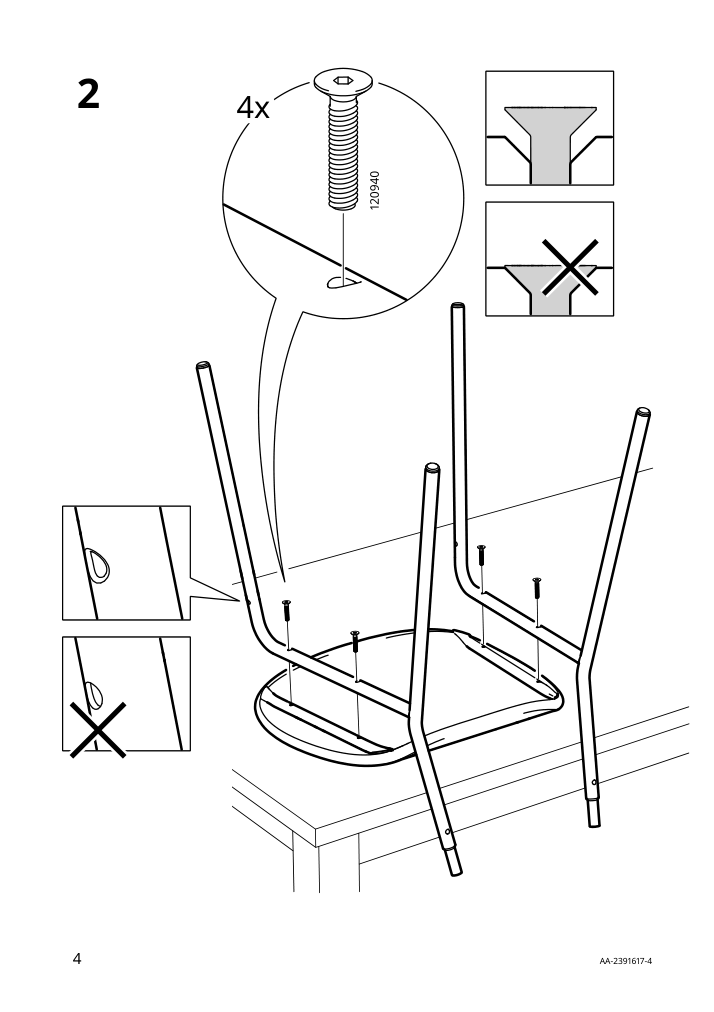 Assembly instructions for IKEA Ensholm chair green outdoor | Page 4 - IKEA ENSHOLM chair 105.437.37