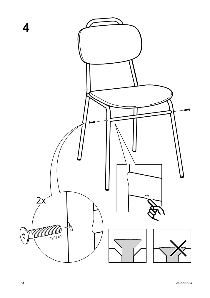 Assembly instructions for IKEA Ensholm chair green outdoor | Page 6 - IKEA SEGERÖN / ENSHOLM table and 4 chairs 995.447.38