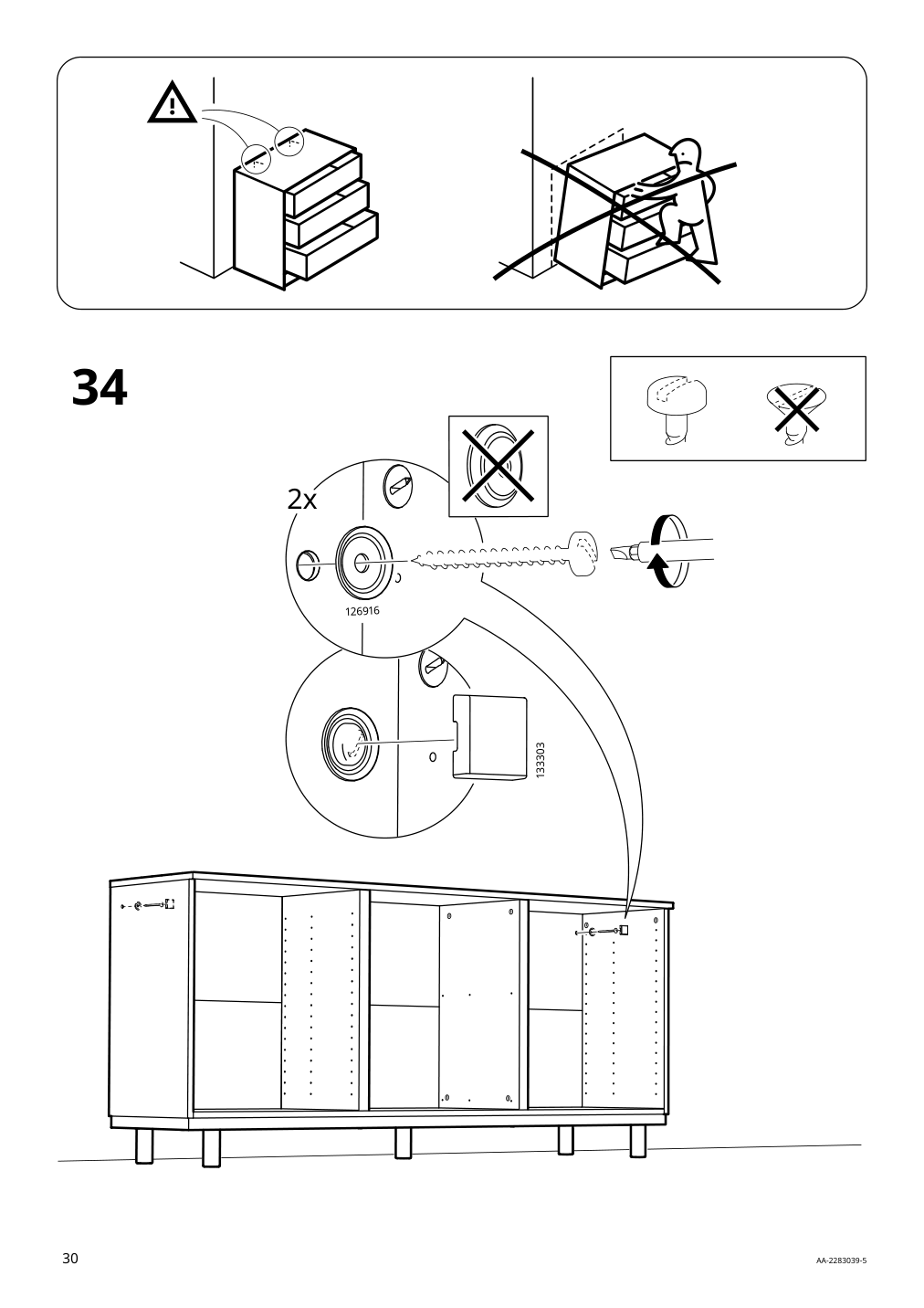 Assembly instructions for IKEA Ersnaes sideboard birch effect | Page 30 - IKEA ERSNÄS sideboard 705.067.46