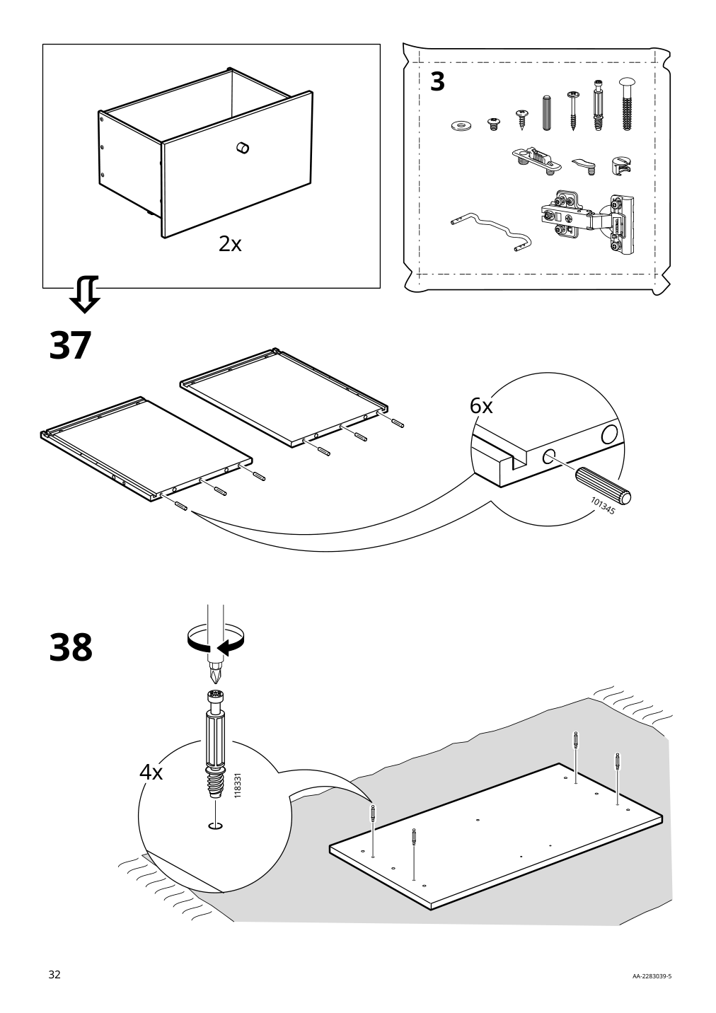 Assembly instructions for IKEA Ersnaes sideboard birch effect | Page 32 - IKEA ERSNÄS sideboard 705.067.46