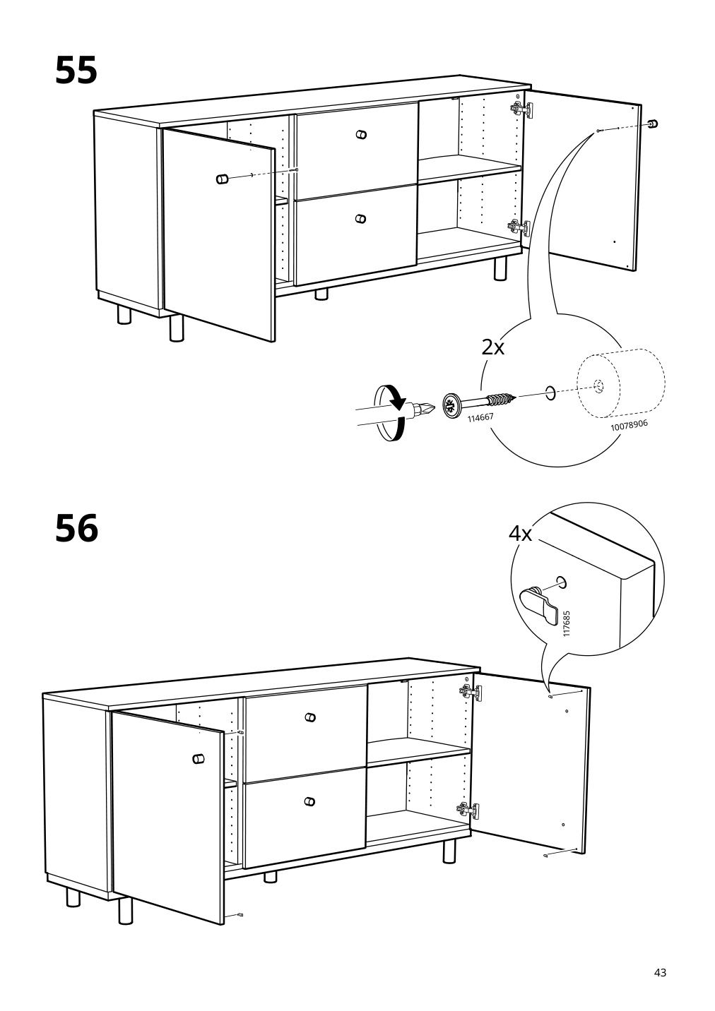 Assembly instructions for IKEA Ersnaes sideboard birch effect | Page 43 - IKEA ERSNÄS sideboard 705.067.46